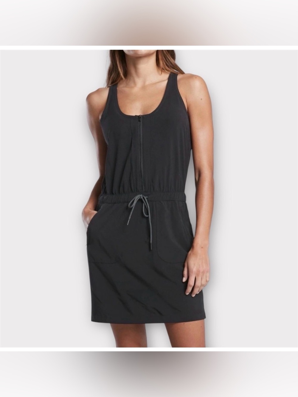 Athleta Black Zip-Front Athletic Dress